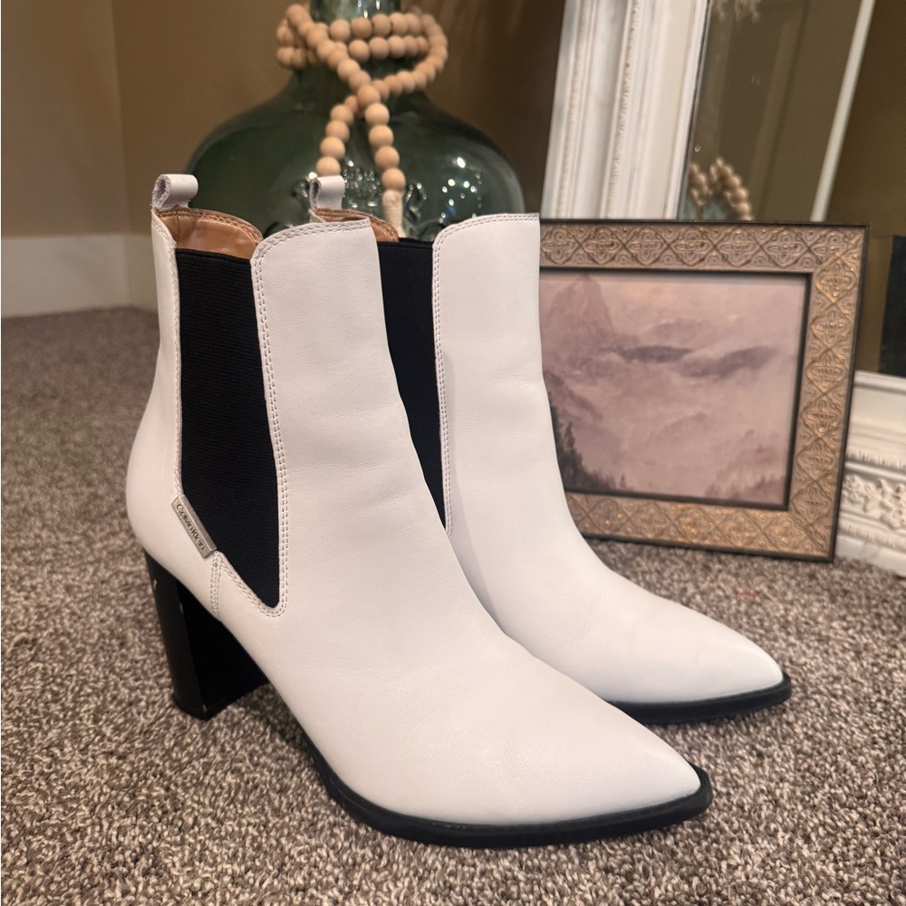 Calvin Klein white booties
